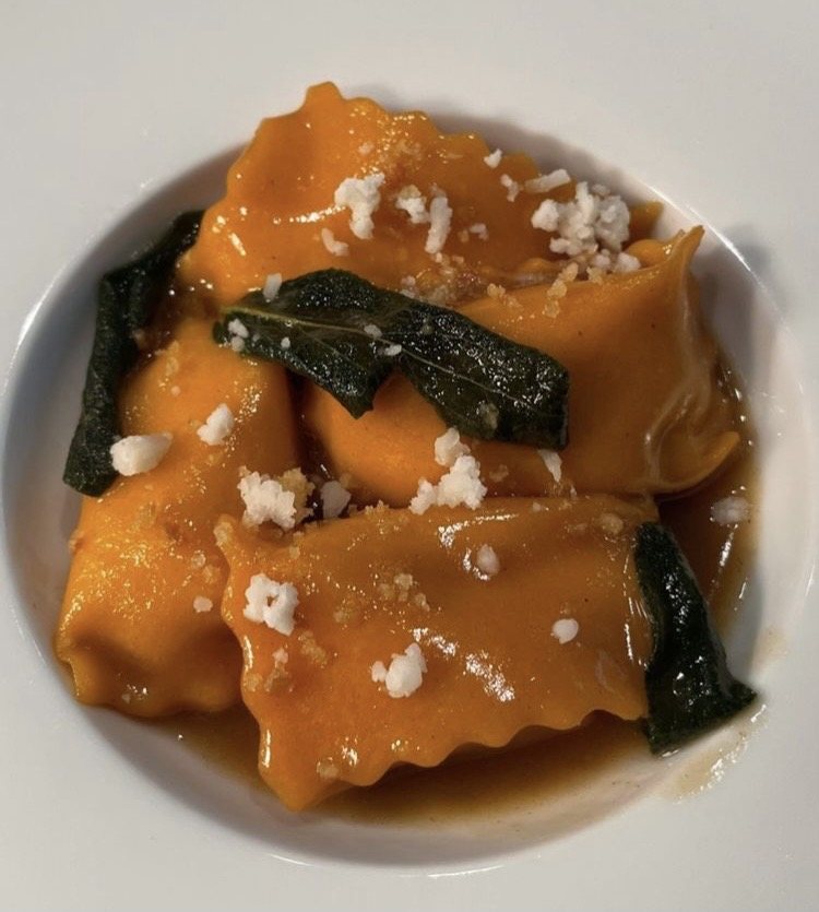 Butternut squash agnolotti with brown butter and crispy sage
